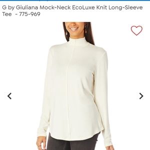 Nwot G by Guliana mock neck ecoluxe knit long sleeve tee 1X cream